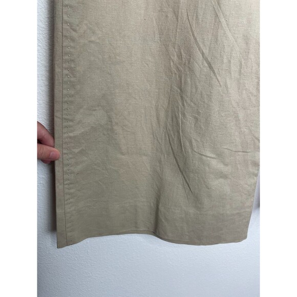 Tahari Dress Pants Womens 12 Tan Linen Cotton Wide Leg Stretch Mid Rise Career - Picture 4 of 12